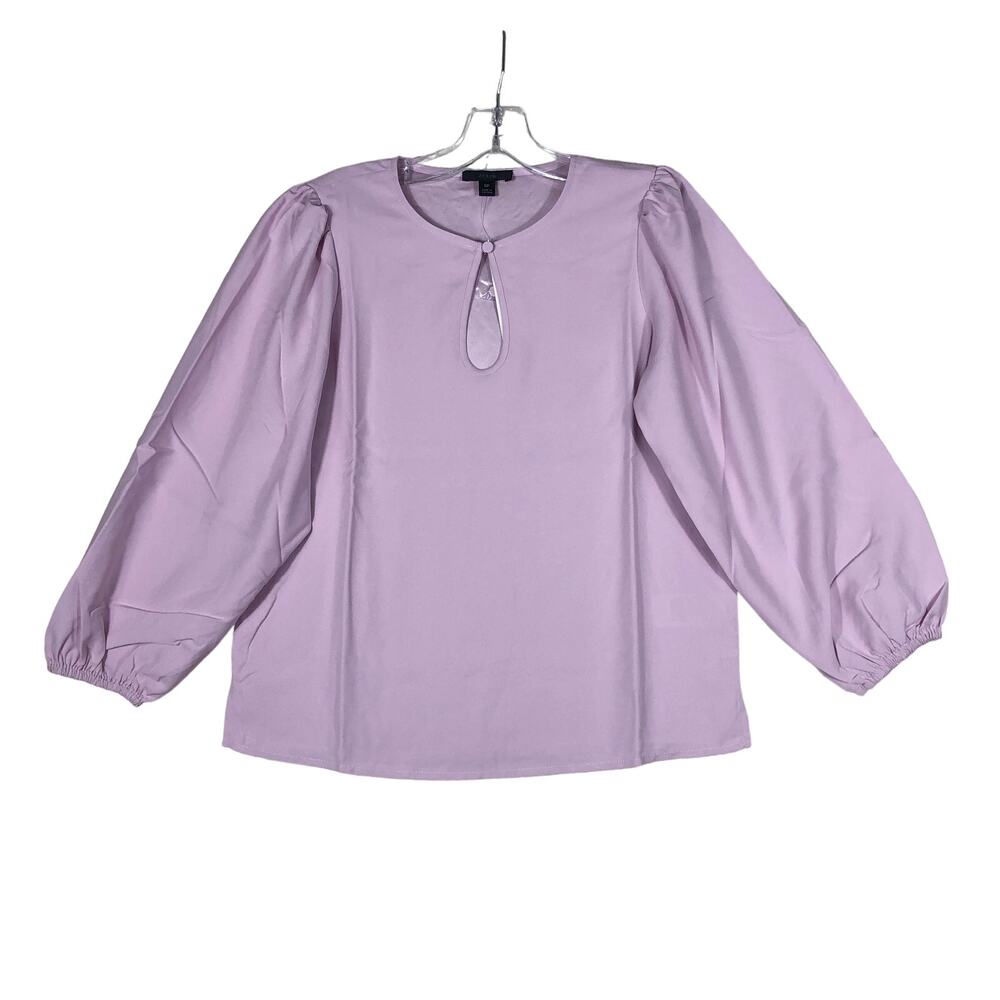 J Crew Purple Puff Sleeve Keyhole Neckline Crepe Top Blouse BL711 Small Petite